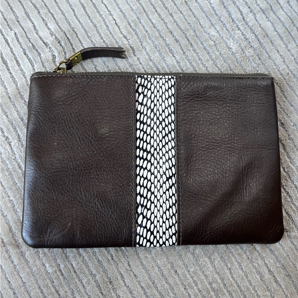 Madewell The Pouch Clutch: Snake Embossed Leather Inset Edition
